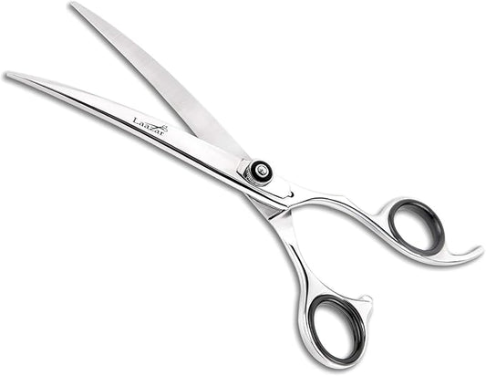 Laazar Professional 7.5 inch Straight Shears for Dogs and Cats Leather case Included | Adjustable Pet Grooming Scissors | Hand-Forged 440C Japanese Stainless Steel | Groomers Tool for Men and Woman