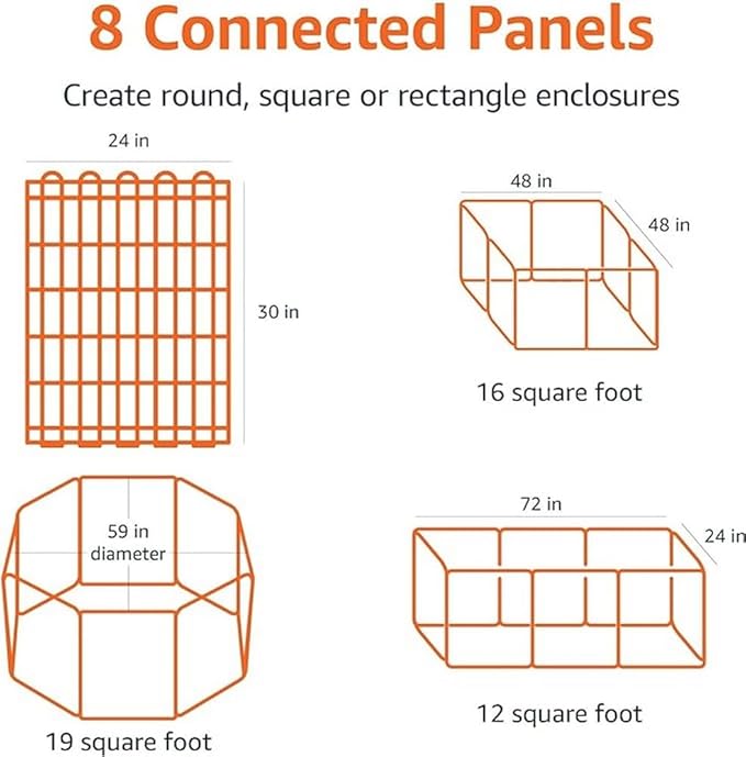 Amazon Basics Foldable Octagonal Metal Exercise Dog Playpen - Indoor/Outdoor, Single Door, Small (8 Panels, 24 x 30), Easy to assemble and store, 30" - Small, , Black