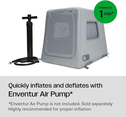 Diggs Enventur Medium Soft Dog Crate - Portable Indoor & Outdoor Dog Kennel - Inflatable Ultra-Durable Travel Crate for Safe Car Travel & Adventures - 34" L x 22.5" W x 27" H (Grey)