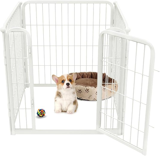 FXW Homeplus Dog Playpen for Indoor Use - Stress-Free and Safe Play, Heavy Duty 24 Inch 4 Panels Dog Pen for Puppies and Small Dogs, White│Patented