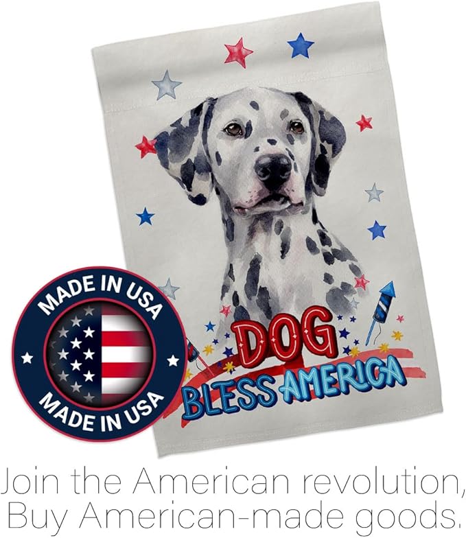 Breeze Decor Patriotic Dalmatian House Flag Pack Dog Puppy Spoiled Paw Canine Fur Pet Nature Farm Animal Creature Vintage Applique Banner Small Garden Yard Gift Double-Sided, Made in USA