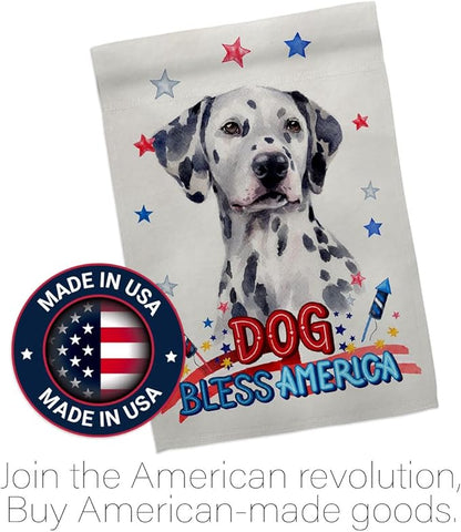 Breeze Decor Patriotic Dalmatian House Flag Pack Dog Puppy Spoiled Paw Canine Fur Pet Nature Farm Animal Creature Vintage Applique Banner Small Garden Yard Gift Double-Sided, Made in USA