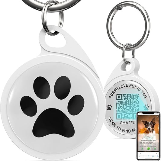 QR Code Dog Tag, Smart ID Tags, Dog Tags Personalized Lightweight Silent ID Tag for Kids Pets Bags Keys, Black