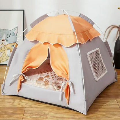 Cute Cat Teepee Cave, Cat Tent Foldable Indoor Outdoor with Thick Mat,Puppy Bed Tent,Bunny Pet Tent Teepee,Portable Dog House Teepee Tent, Cat Bed,Dog Bed Tent,Puppy Bunny,Pet Tent Teepee (X, L)