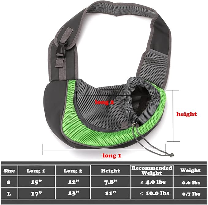 Pet Dog Sling Carrier, Breathable Mesh Portable Travel Safe Pet Sling Shoulder Bag Carrier with Adjustable Non-Slip Shoulder Strap for Small Dogs Cats Puppy