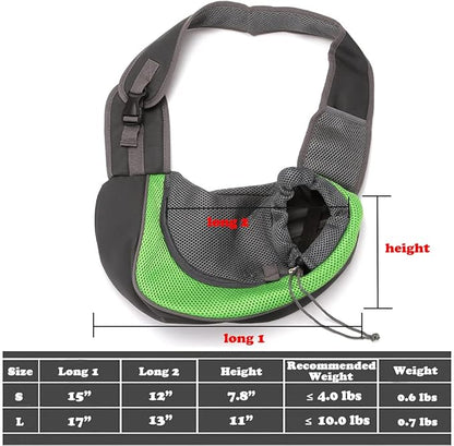 Pet Dog Sling Carrier, Breathable Mesh Portable Travel Safe Pet Sling Shoulder Bag Carrier with Adjustable Non-Slip Shoulder Strap for Small Dogs Cats Puppy