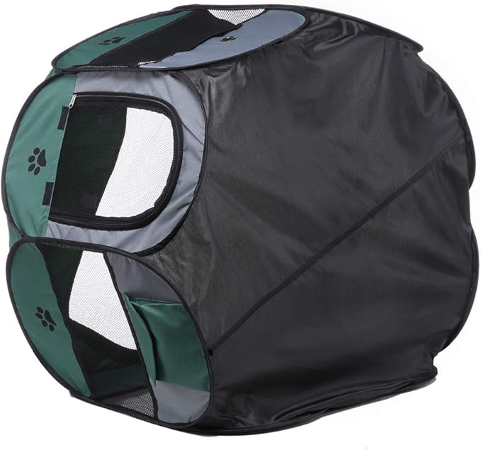 Portable Pet Playpen, 28.3" Foldable Dog Playpen for Dogie Kitten Rabbit, Exercise Playpen Tent Indoor/Outdoor Use (green)