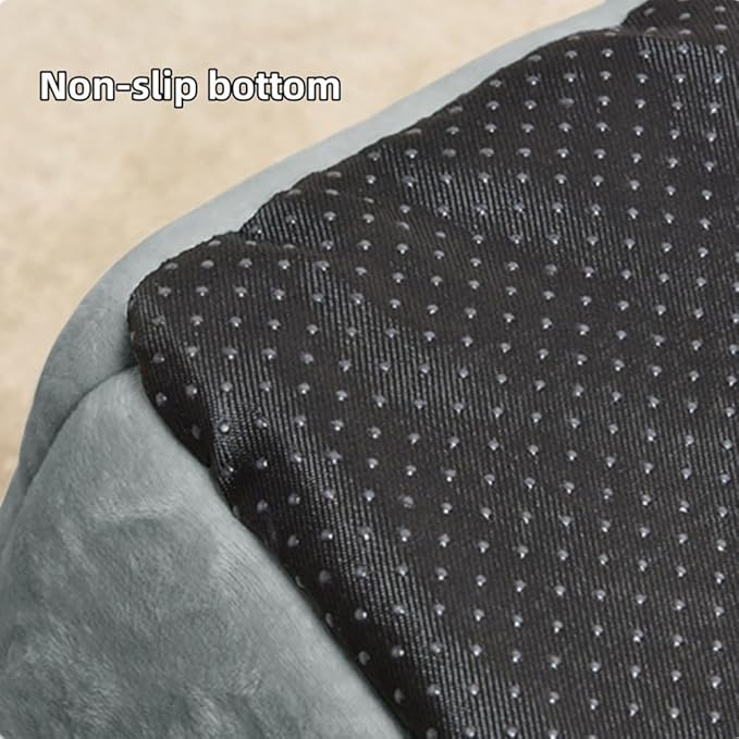 SEAHOME Foldable Dog House Kennel Bed Mat for Indoor Pets,Enclosed Warm Plush Sleeping Nest Bed with Removable Cushion,Covered Small Pet Condos Indoor Cat Hideaway (M, Grey)