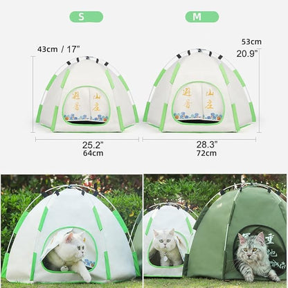 Cute Cat Teepee Cave, Cat Tent Foldable Indoor Outdoor with Thick Mat,Puppy Bed Tent,Bunny Pet Tent Teepee,Portable Dog House Teepee Tent, Cat Bed,Dog Bed Tent,Puppy Bunny,Pet Tent Teepee (L, M)