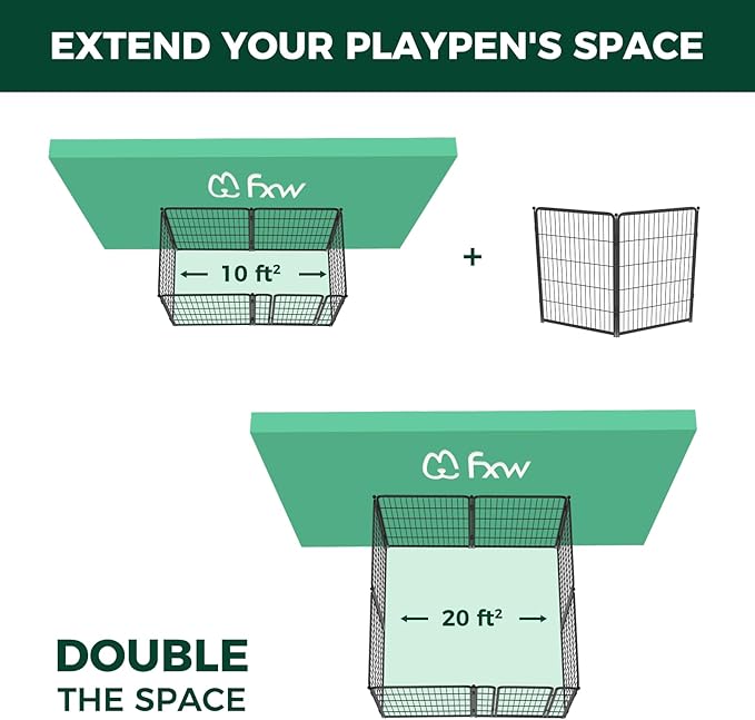 FXW Homeplus Dog Playpen for Indoor Use - Stress-Free and Safe Play, Heavy Duty 40 Inch 2 Panels Dog Pen for Medium and Large Dogs, Black│Patented