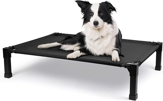 Cooling Elevated Dog Bed, Raised Dog Bed with Washable Breathable Mesh and Metal Frame, Portable Dog Cot Bed with No-Slip Feet for Outdoor and Indoor Use