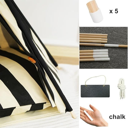 Solid Wood Cat Tent Indoor with Thick Mat,Portable Dog House Dog Teepee Tent,Cute Cat Teepee Cave, Cat Bed,Dog Bed Tent,Puppy Bed Tent,Bunny Tent,Pet Tent Teepee