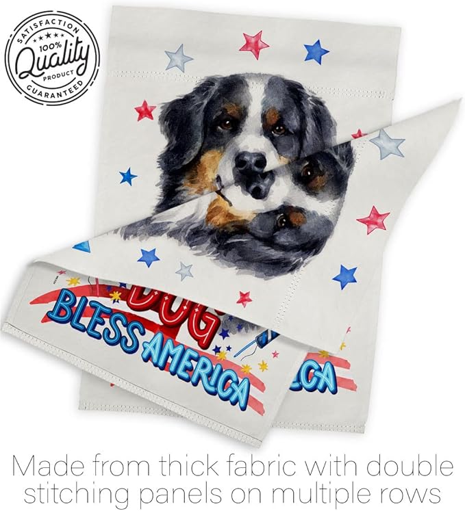 Breeze Decor Patriotic Bernese Mountain Garden House Flag-Kit Dog Puppy Spoiled Paw Canine Fur Pet Nature Farm Animal Creature Decoration Banner Small Yard Gift Double-Sided, Made in USA