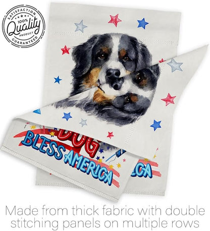 Breeze Decor Patriotic Bernese Mountain Garden House Flag-Kit Dog Puppy Spoiled Paw Canine Fur Pet Nature Farm Animal Creature Decoration Banner Small Yard Gift Double-Sided, Made in USA