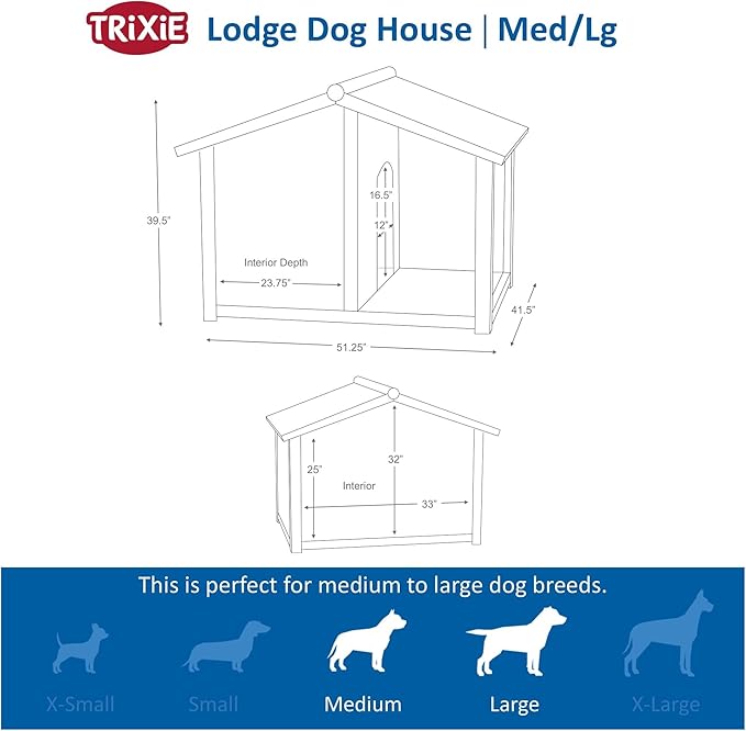 TRIXIE Natura Lodge Dog House, 51.25" L X 41.5" W X 39.5" H