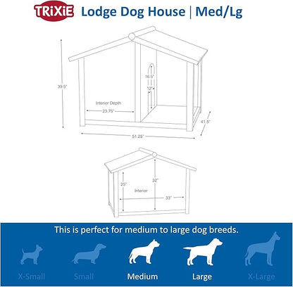 TRIXIE Natura Lodge Dog House, 51.25" L X 41.5" W X 39.5" H