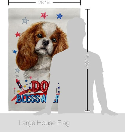 Breeze Decor Patriotic Comforter Spaniel House Flag Set Dog Puppy Spoiled Paw Canine Fur Pet Nature Farm Animal Creature Decoration Banner Small Garden Yard Gift Double-Sided, Made in USA