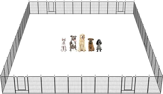 FXW Rollick Dog Playpen for Yard, RV Camping, 32 inch 48 Panels for Small and Medium Dogs│Patented