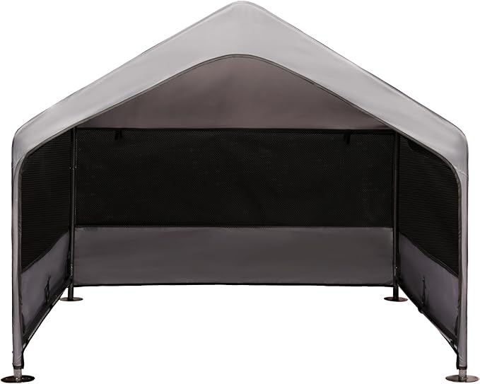 Extra Large Dog House Outside, Dog Tent Outdoor, Big Dog Shade Shelter Doghouse Canopy With Three-Sided Breathable Mesh Windows, Gray Sun Rain Cover For Pet Cat Goat Livestock 4'x 4'x 3.3'