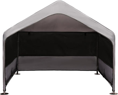 Extra Large Dog House Outside, Dog Tent Outdoor, Big Dog Shade Shelter Doghouse Canopy With Three-Sided Breathable Mesh Windows, Gray Sun Rain Cover For Pet Cat Goat Livestock 4'x 4'x 3.3'