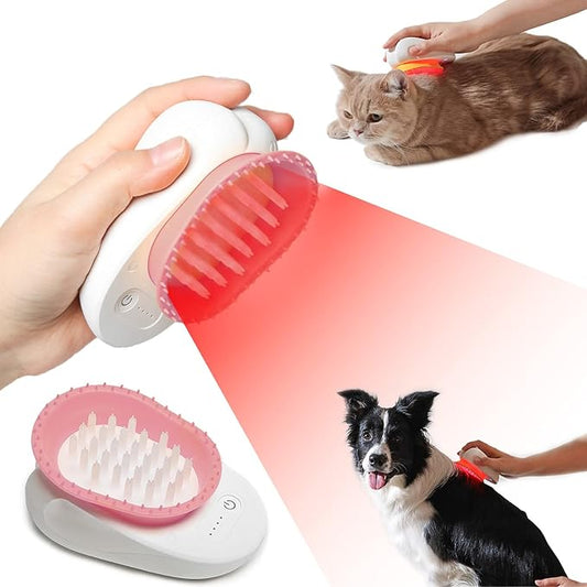 Feeding's LED Therapy Brush: Cold Laser Device for Pet Deshedding, Massage, and Arthritis Relief