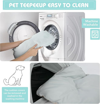 Pet Teepee Tent for Dogs & Cats, Portable Cat Teepee Tent with Thick Cushion Dog House Indoor Removable and Washable