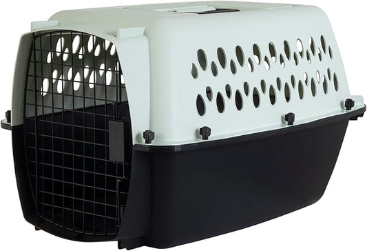 Petmate Pet Porter Fashion Dog Kennel - Crate for Pets 15-20 lbs - Airline Approved Pet Carrier - Durable Plastic Shell - For Home and Travel - Made in USA - 24 Inches - Pale Aqua and Black