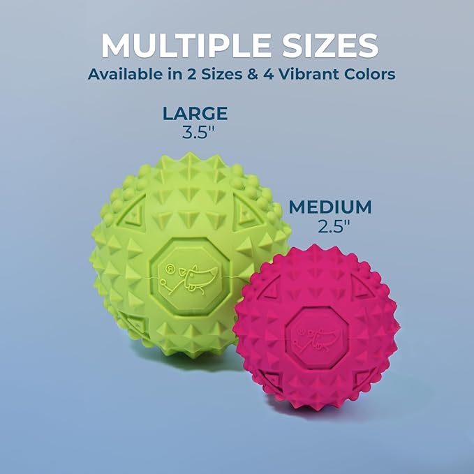 Best Pet Supplies Squeaky Rubber Spiky Ball Dog Toy Durable Non-Toxic Perfect for Aggressive Chewers Spiked for Dental Health Interactive Dog Toy - Pack of 2 - Blue, Orange (M:2.5")