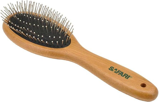 Coastal Pet Safari Wire Pin Dog Brush with Bamboo Handle - Large - General Dog Grooming Brush for Short and Long Hair - Eco-Friendly Handle