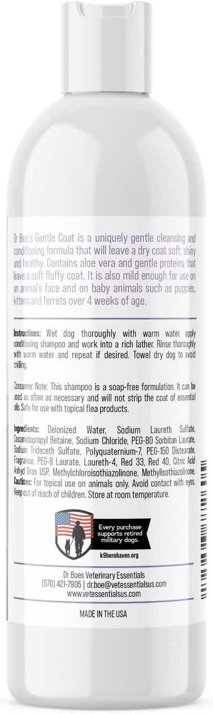 Dr. Boe's Veterinary Essentials GentleCoat Tearless Shampoo and Conditioner – Puppy and Kitten Soap-Free Formula – Grooming Supplies – All Natural, Aloe Vera & Gentle Proteins – 16 Fl Oz.