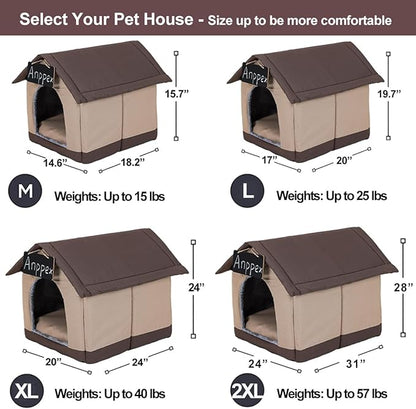 ANPPEX Cozy Dog House Indoor,L Size Indoor Dog House for Small and Medium Dogs,Covered Dog Bed with Cushion,Brown