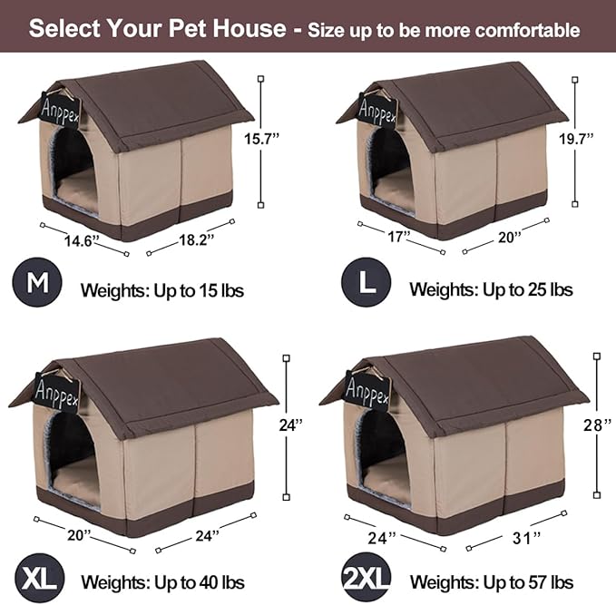 ANPPEX Medium Dog House Indoor,XL Size Indoor Dog House for Medium and Large Dogs,Covered Dog Bed with Cushion,Brown