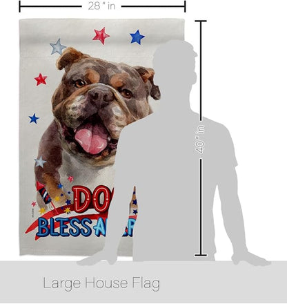 Breeze Decor Patriotic Chocolate Bulldog House Flag Set Dog Puppy Spoiled Paw Canine Fur Pet Nature Farm Animal Creature Decoration Banner Small Garden Yard Gift Double-Sided, Made in USA