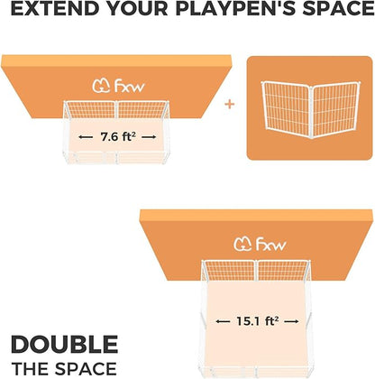 FXW Homeplus Dog Playpen for Indoor Use - Stress-Free and Safe Play, Heavy Duty 24 Inch 2 Panels Dog Pen for Puppies and Small Dogs, White│Patented
