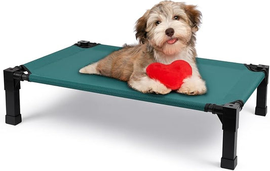 Cooling Elevated Dog Bed, Raised Dog Bed with Washable Breathable Mesh and Metal Frame, Portable Dog Cot Bed with No-Slip Feet for Outdoor and Indoor Use