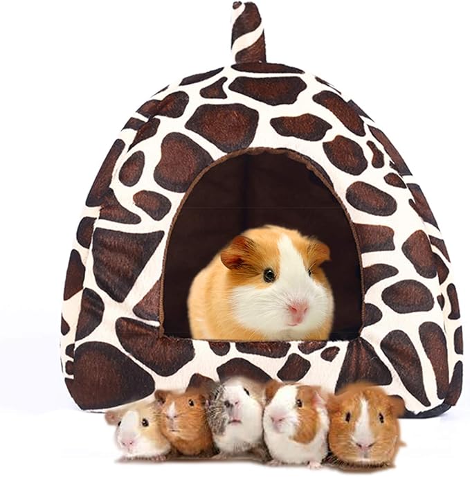 Spring Fever Hamster Guinea Pig Rabbit Dog Cat Chinchilla Hedgehog Bird Small Animal Pet Bed House Hideout Cage Accessorie E Leopard M (14.2 * 14.2 inch)