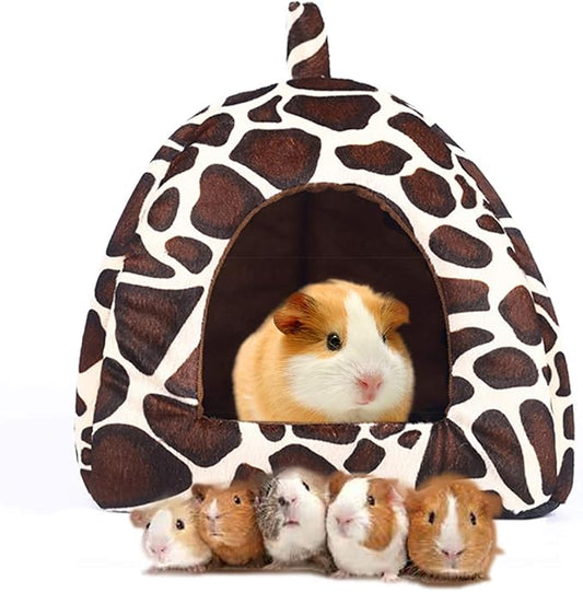 Spring Fever Hamster Guinea Pig Rabbit Dog Cat Chinchilla Hedgehog Bird Small Animal Pet Bed House Hideout Cage Accessorie E Leopard XS (10.2 * 10.2 inch)