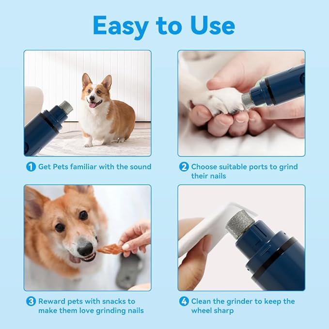 Dog Nail Grinder with 2 Grinding Heads - 2-Speed Powerful Electric Pet Nail Trimmer Professional, Painless Claw Decoration and Smoothing Suitable for Small, Medium, Large Dogs and Cats