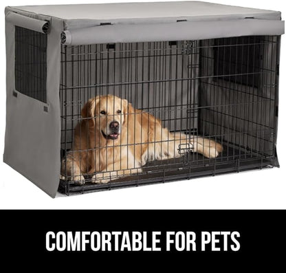 Gorilla Grip Dog Crate Covers Compatible with Amazon Basics Dog Crates, All Sides Open, Privacy Cover Fits 36" Wire Kennel, Breathable Mesh Windows, Light Reducing Puppy Training Cage Topper, Gray