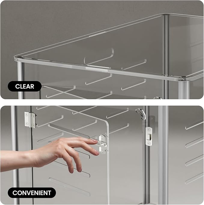 Sumerflos Acrylic Dog Crate Furniture - Clear Dog Kennel End Table for Small & Medium Dogs Up to 45lb Indoor Lockable Heavy-Duty Ventilated, 29.92" L x 20.08" W x 22.24" H