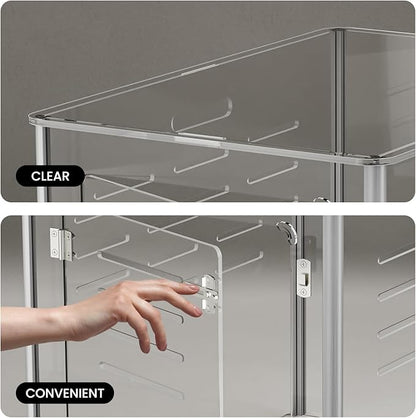 Sumerflos Acrylic Dog Crate Furniture - Clear Dog Kennel End Table for Small & Medium Dogs Up to 45lb Indoor Lockable Heavy-Duty Ventilated, 29.92" L x 20.08" W x 22.24" H