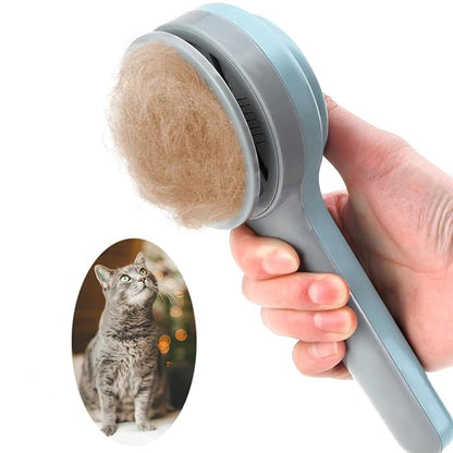 itPlus Pet Grooming Self-Cleaning Hair Brush for Dogs & Cats, Indoor Cats Slicker Brush, Short & Long Hair, Shedding & Undercoat Removal Tool for Kittens & Cats, Blue
