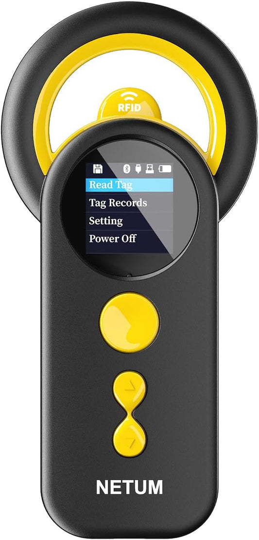 NETUM Bluetooth Pet Microchip Reader, 3-in-1 Wireless Animal Universal Microchip Tag Reader Scanner with 1.44" TFT Screen, 1200mAh Rechargeable Battery, Stores Up to 20000 Records (DJ-130)