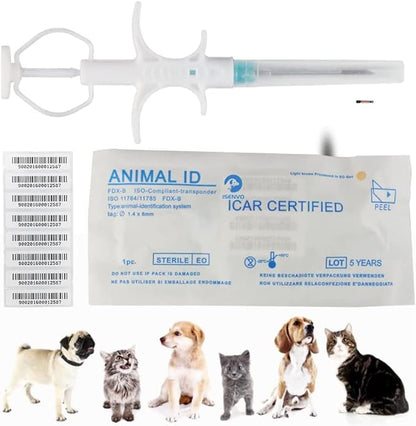 Yanzeo 20 Packs 1.4x8mm Pet Microchip 134.2khz FDX-B/ISO11784/ISO11785 Animal Implant Chip Pet ID Microchip for Dog Cat Sheep Cow Pig and Laboratory Animals-Free Lifetime Registration