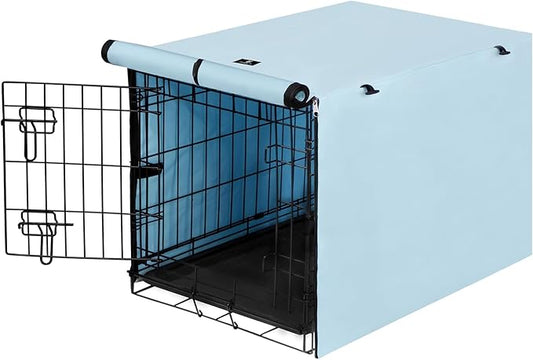 X-ZONE PET Double Door Dog Crate Cover - Polyester Pet Kennel Cover Fits 24 inches Wire Dog Cage Blue