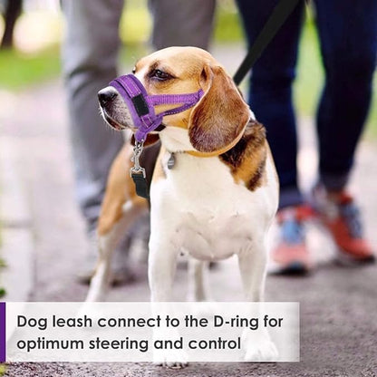 SlowTon Soft Dog Muzzle, Adjustable Padded Nylon Muzzle for Large Medium Dogs Anti Chewing Barking Biting, Allow Dog Pant & Drink (Purple, M)