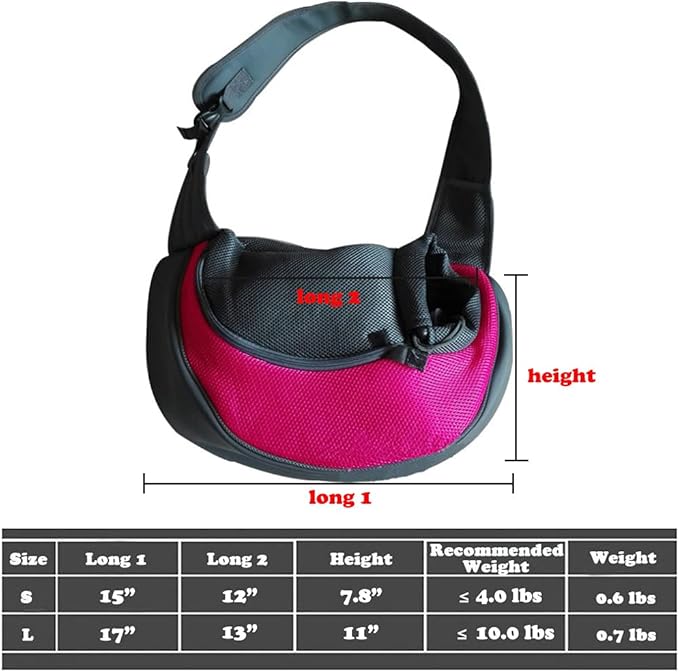 Pet Dog Sling Carrier, Breathable Mesh Portable Travel Safe Pet Sling Shoulder Bag Carrier with Adjustable Non-Slip Shoulder Strap for Small Dogs Cats Puppy