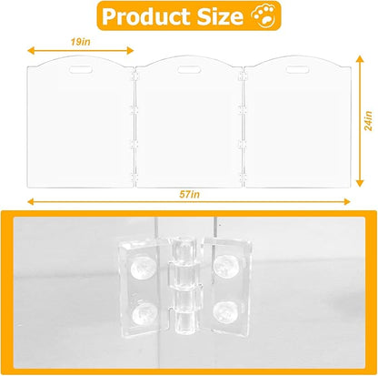 Acrylic Dog Gate for The House 6 Panel 120" W x 24" H Foldable Dog Playpen Indoor with Handles, Free-Standing Pet Gates Clear Dog Pen for Dogs Puppy Cat Rabbit Accessories with Door