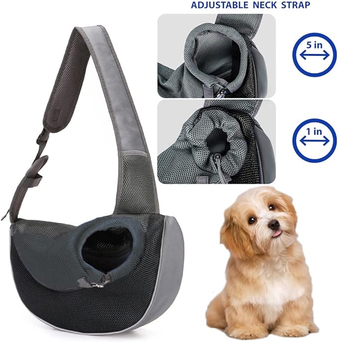Pet Sling Carrier Bag Dog Cat Hand-Free Sling Carrier Shoulder Bag Breathable Mesh Pet Puppy Travel Bag Adjustable Shoulder Strap Pet Tote Bag Handbag for Small Dog Cat Puppy Outdoor Walking Travel
