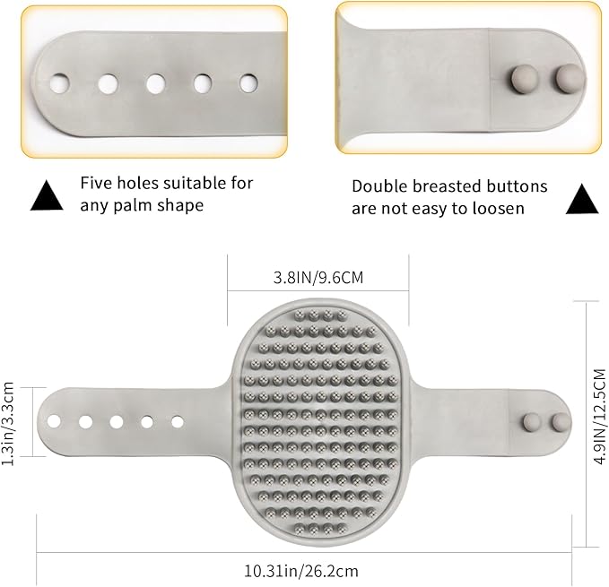 Dog Bath Brush | Dog Grooming Brush, Dog Shampoo Massage Bath Brush Comb with Adjustable Loop Handle for Grooming Short and Long Hair Cats and Dogs, 2pcs(Plum Brush Heads, Blue + Orange)